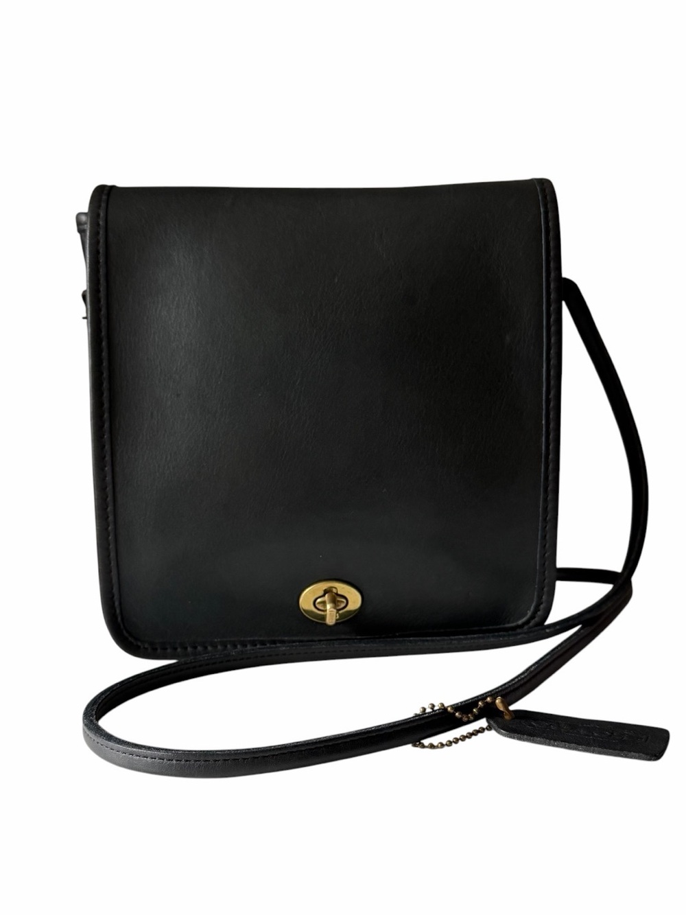 Vintage Coach 9620 Compact Pouch Black Leather Crossbody USA Turnlock